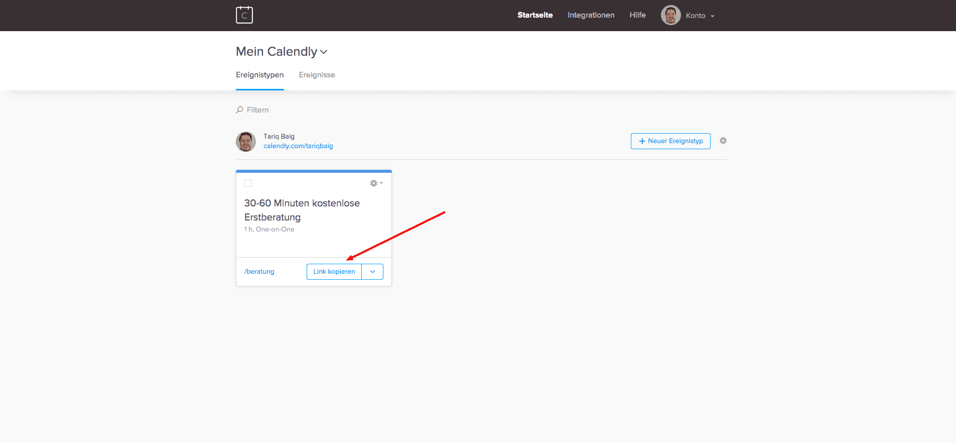Calendly Link kopieren
