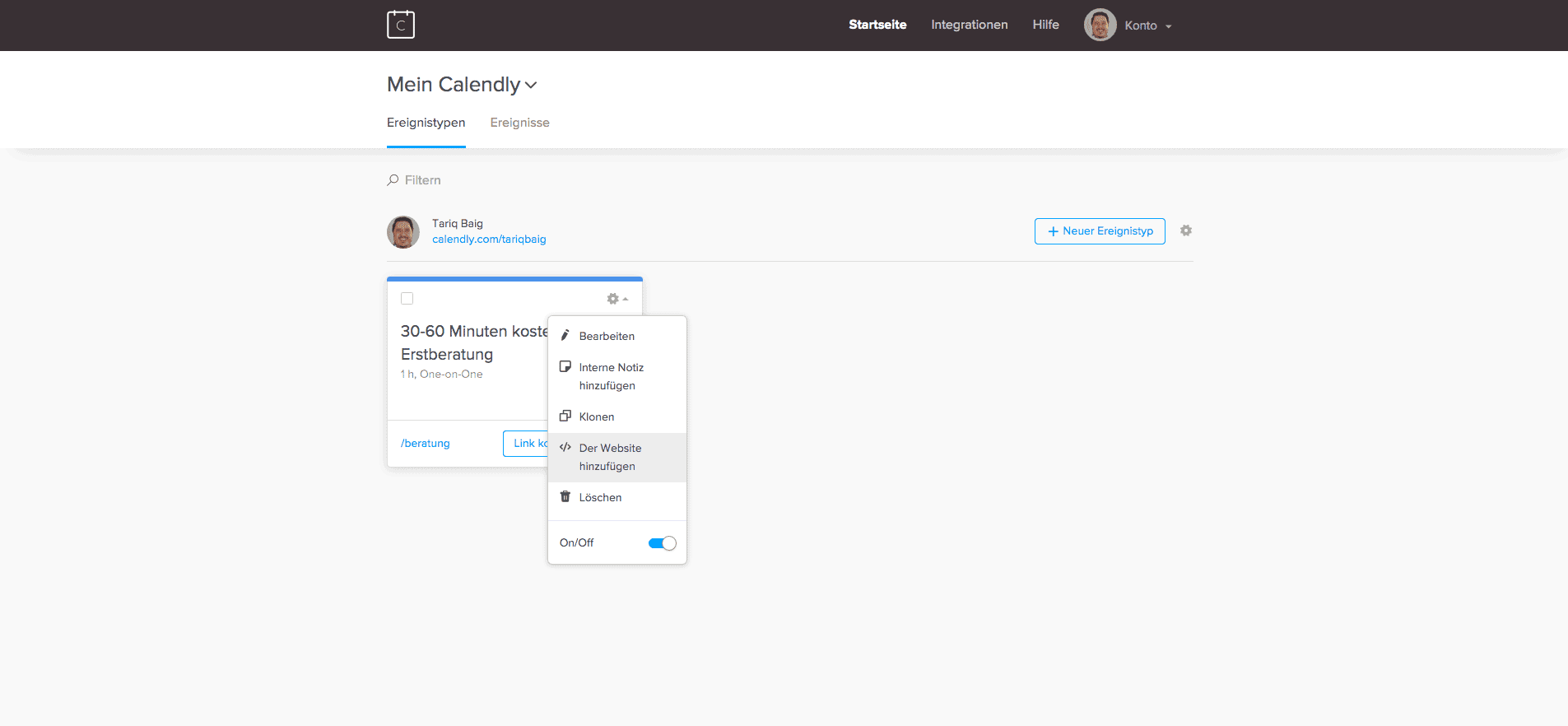 Calendly Webseiten-Integration