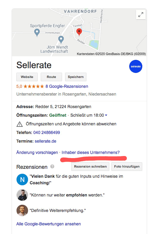 Google My Business Eintrag übernehmen