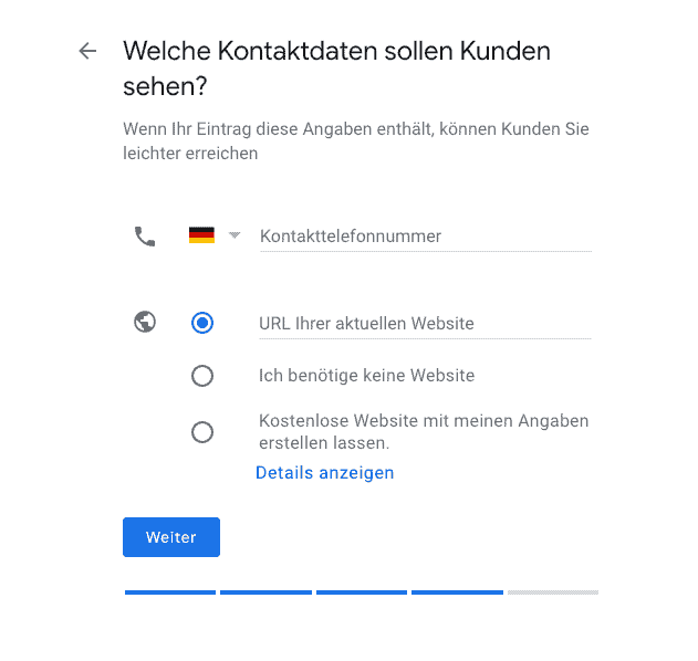 Google My Business Kontaktdaten angeben