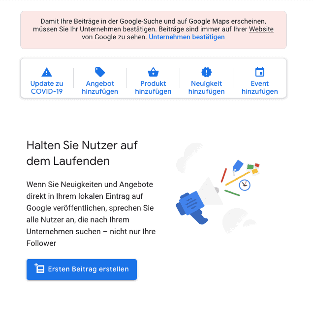 Google My Business Beiträge erstellen