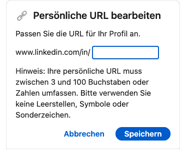 LinkedIn-Profil persönliche URL bearbeiten