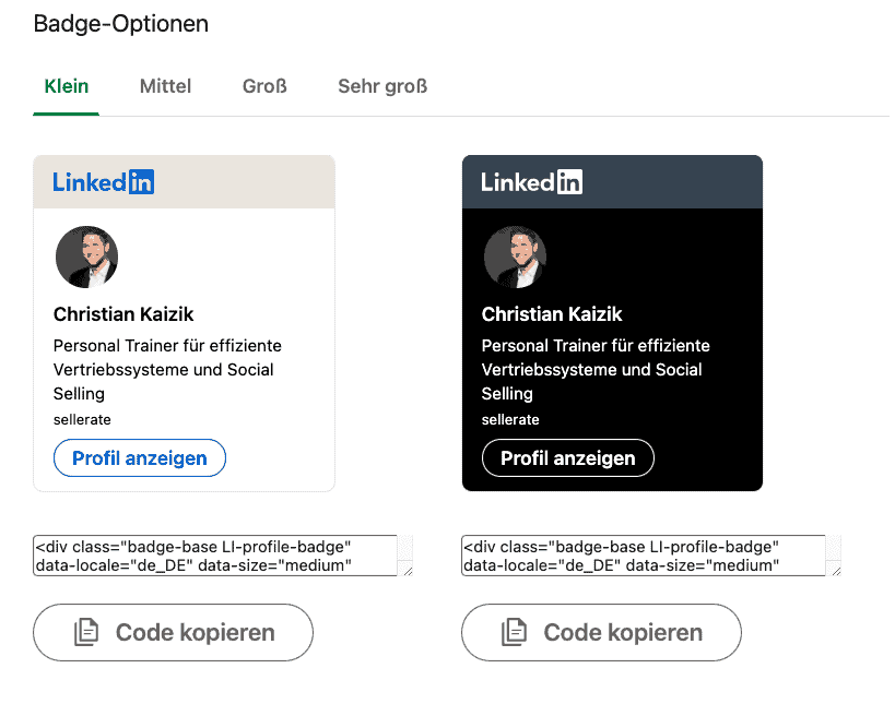 LinkedIn-Badge erstellen