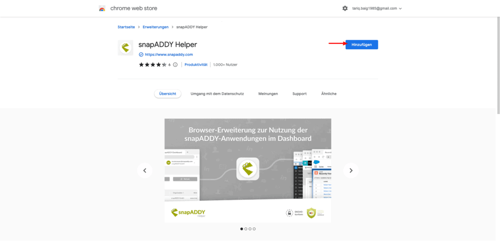 snapADDY Helper im Chrome Web Store hinzufügen