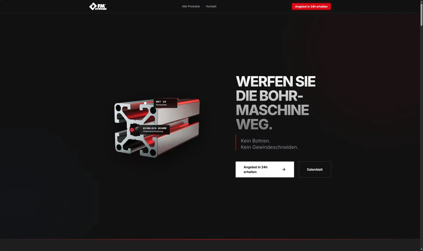 Startseite der Website von FM Systeme