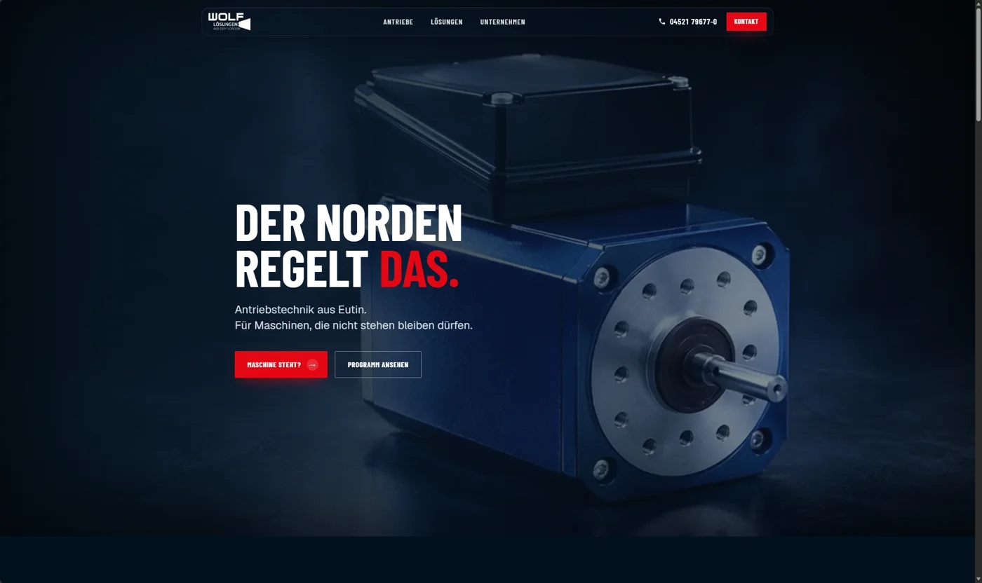 Startseite der Website von Wolf Lösungen